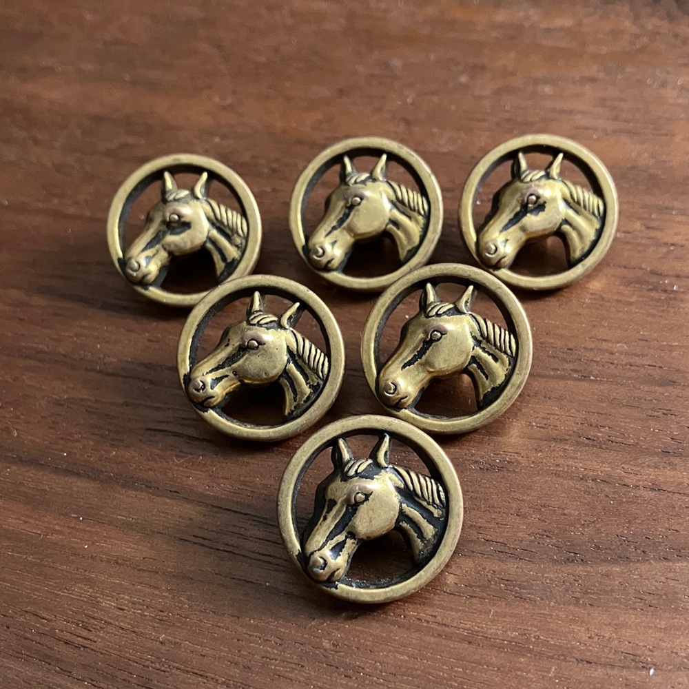 Vintage Brass Horse Button Set